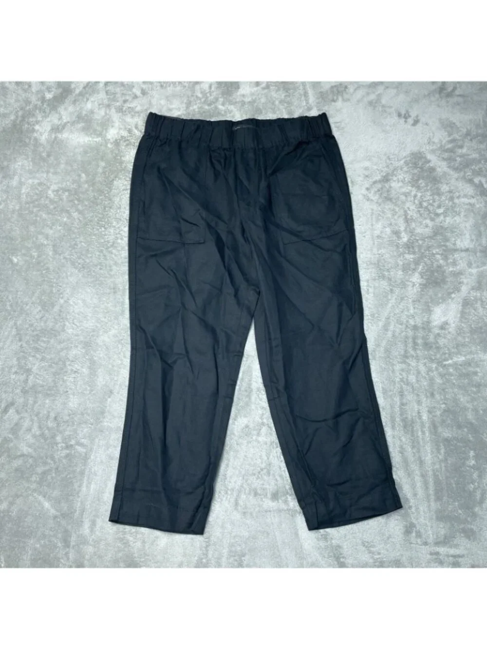 NWT Banana Republic Women's L Linen Blend Tapered Crop Pants Black F1288